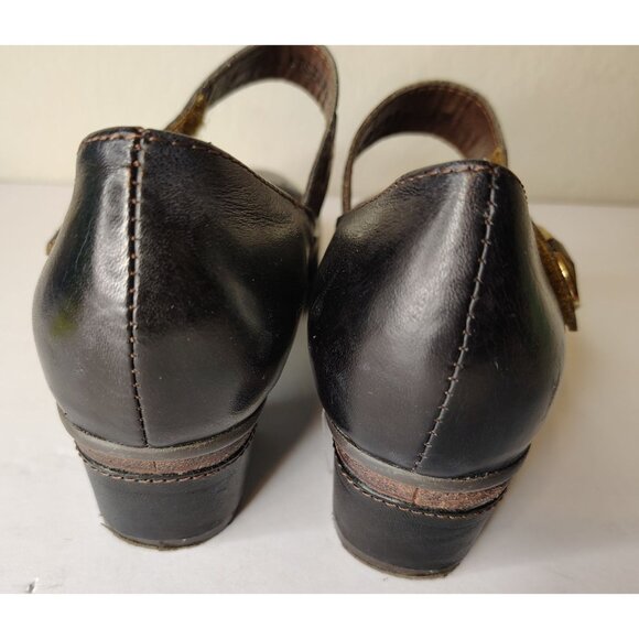 L'artiste Spring Step Black Mary Jane Shoes, Leather Size 37, Hook & Loop 6.5, 7 - Picture 3 of 8
